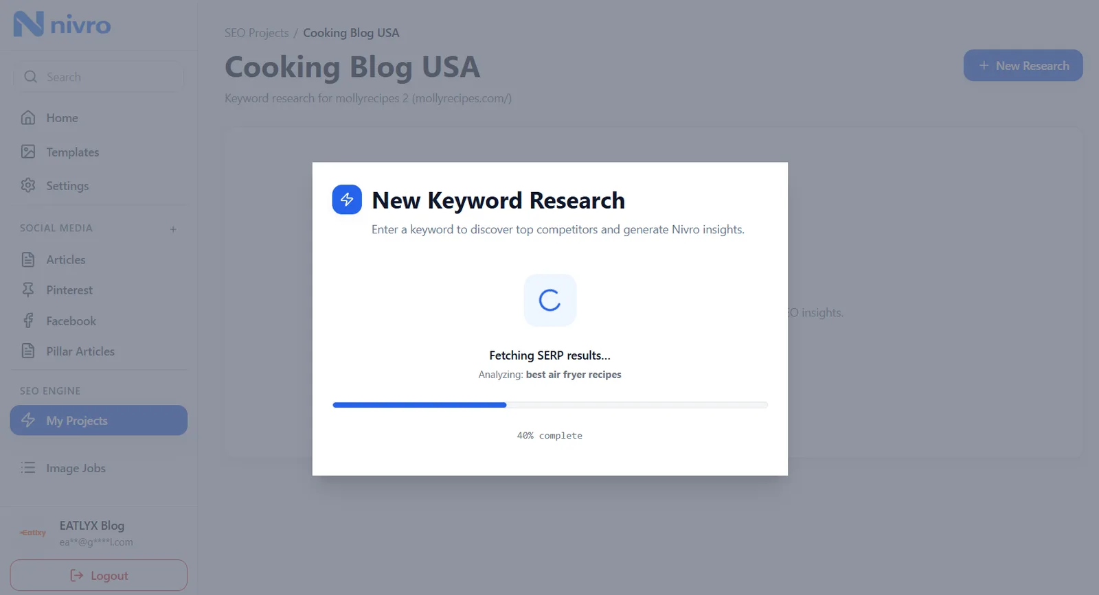 Nivro SEO Engine SERP Results